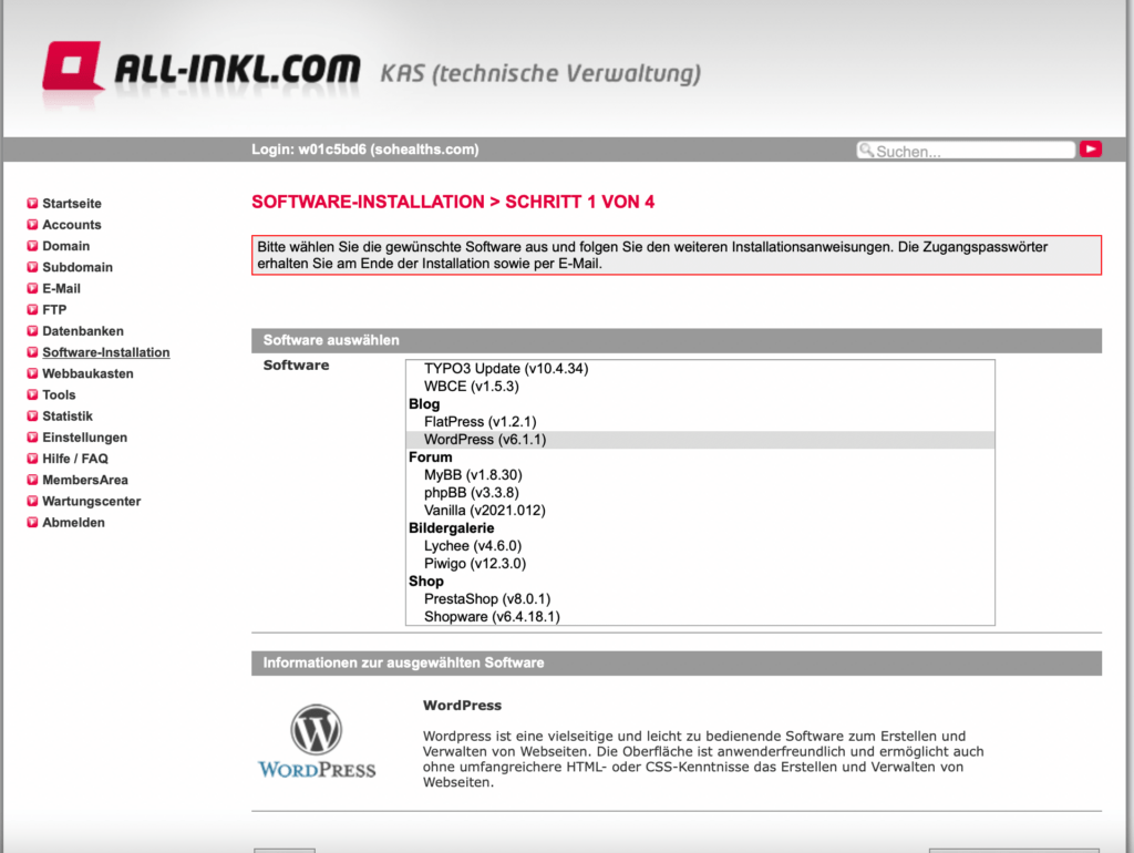 wordpress installieren all-inkl