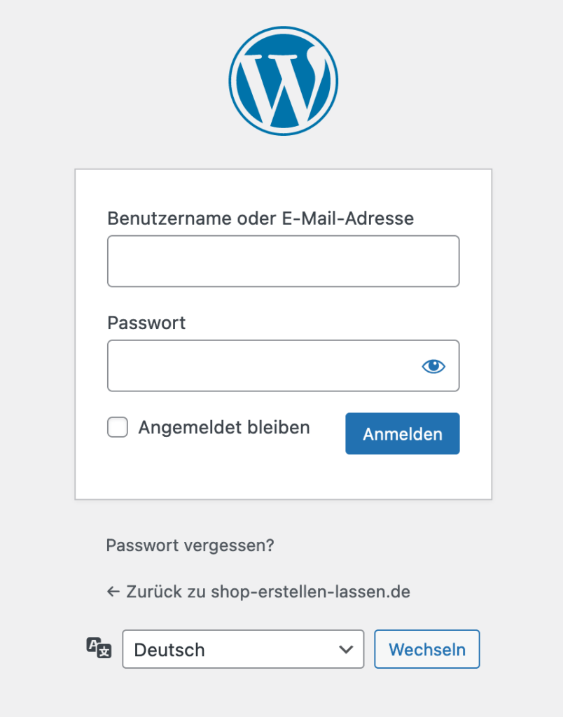 wordpress dashboard login