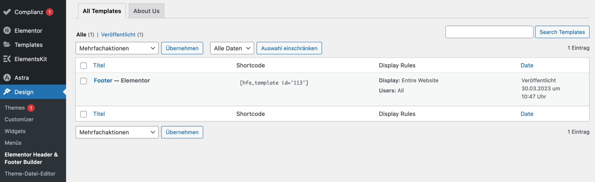 Elementor Header bearbeiten ohne Premium