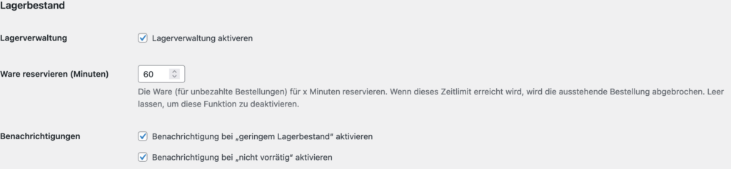 WooCommerce Lagerverwaltung Aktivieren