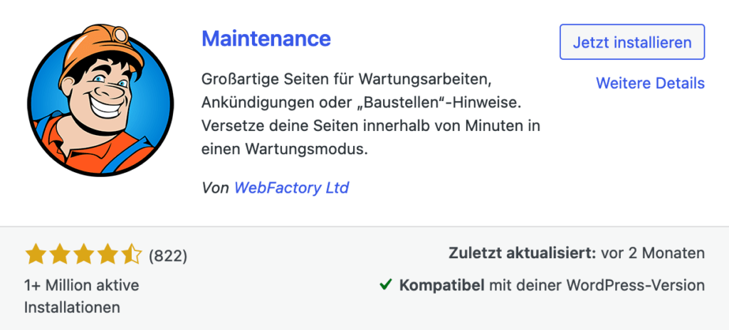 WordPress Wartungsmodus Maintenance