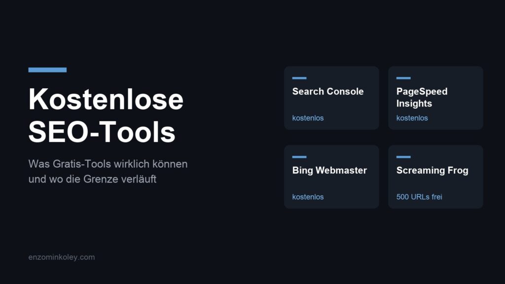 Kostenlose SEO-Tools im Überblick: Search Console, PageSpeed Insights, Bing Webmaster Tools
