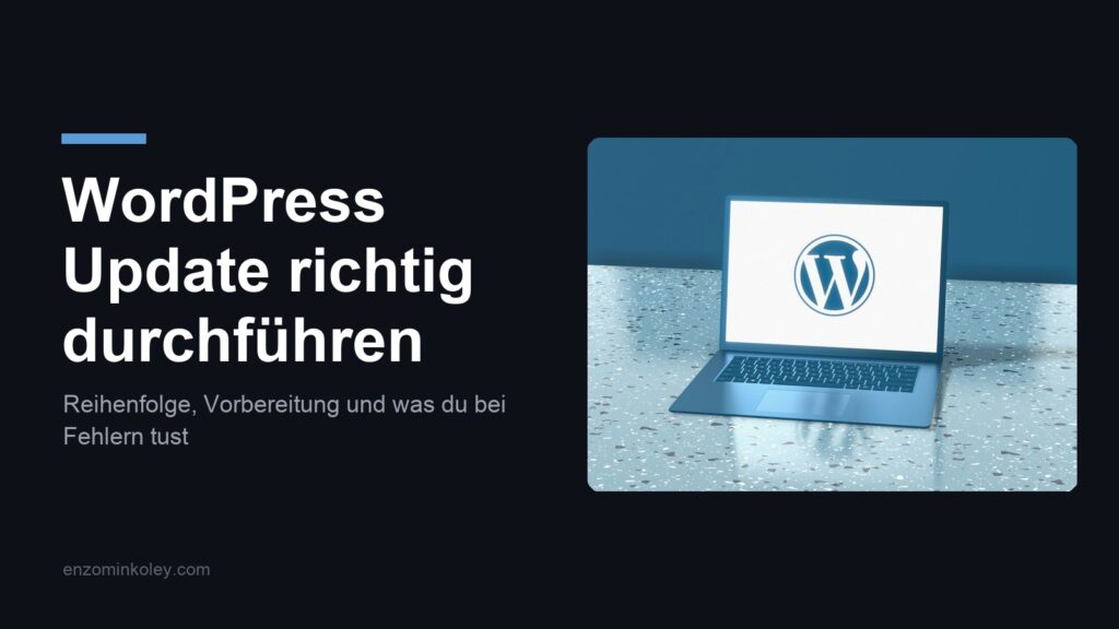 WordPress Update durchführen: WordPress Logo auf einem Laptop