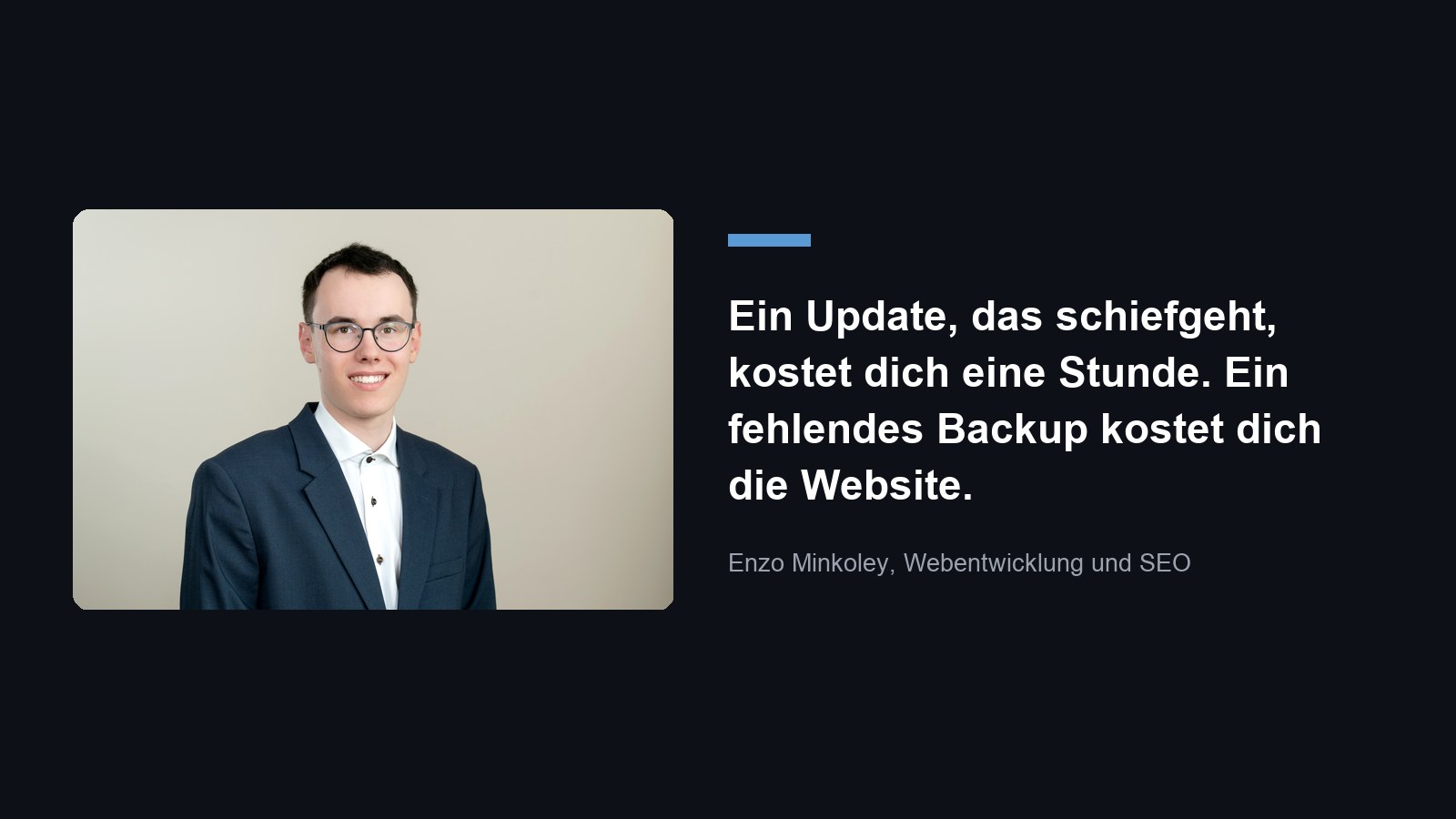 WordPress Update Praxis-Tipp von Enzo Minkoley zum Backup