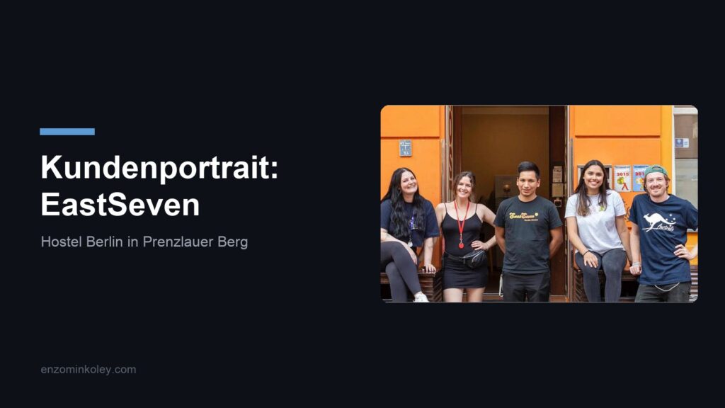 Kundenportrait EastSeven: Hostel Berlin in Prenzlauer Berg mit dem Team vor dem Haus