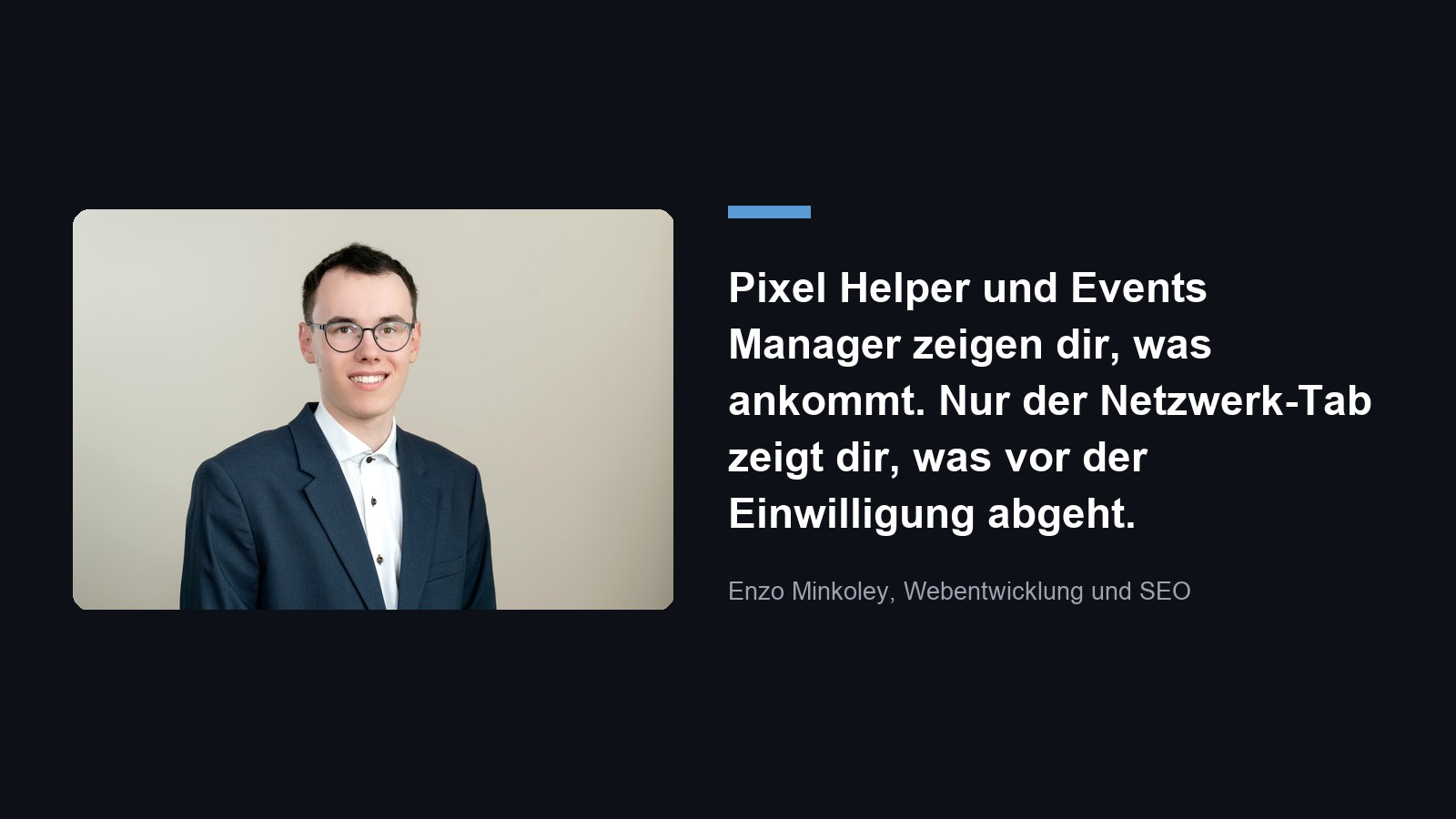 Meta Pixel in WordPress: Einschätzung von Enzo Minkoley zum Netzwerk-Tab